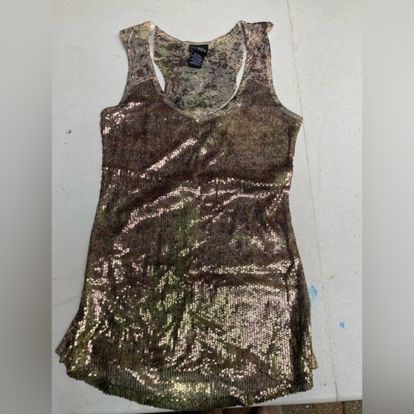 Daytrip Tops - Daytrip Gold Sequin Racerback Tank